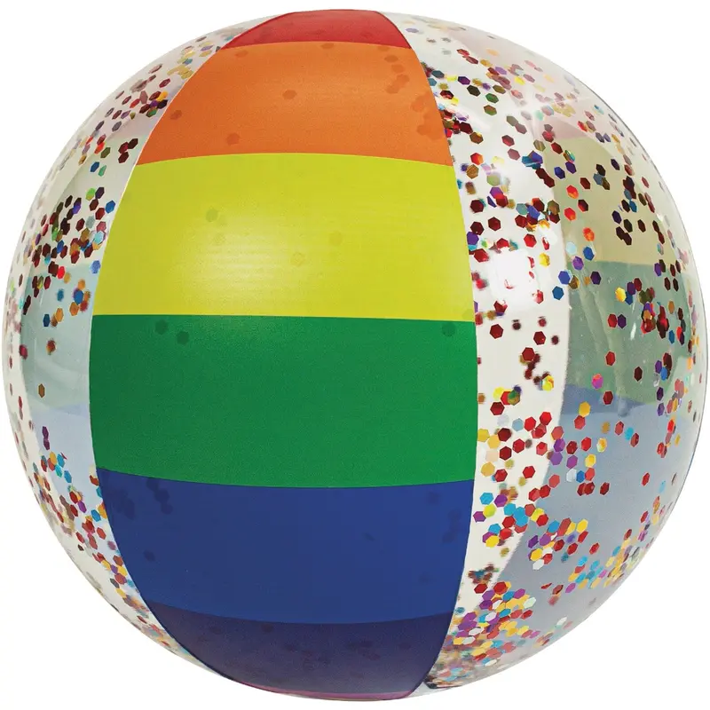 Poolcandy Jumbo Rainbow Glitter Beach Ball – 13.75-Inch Classic Design 1