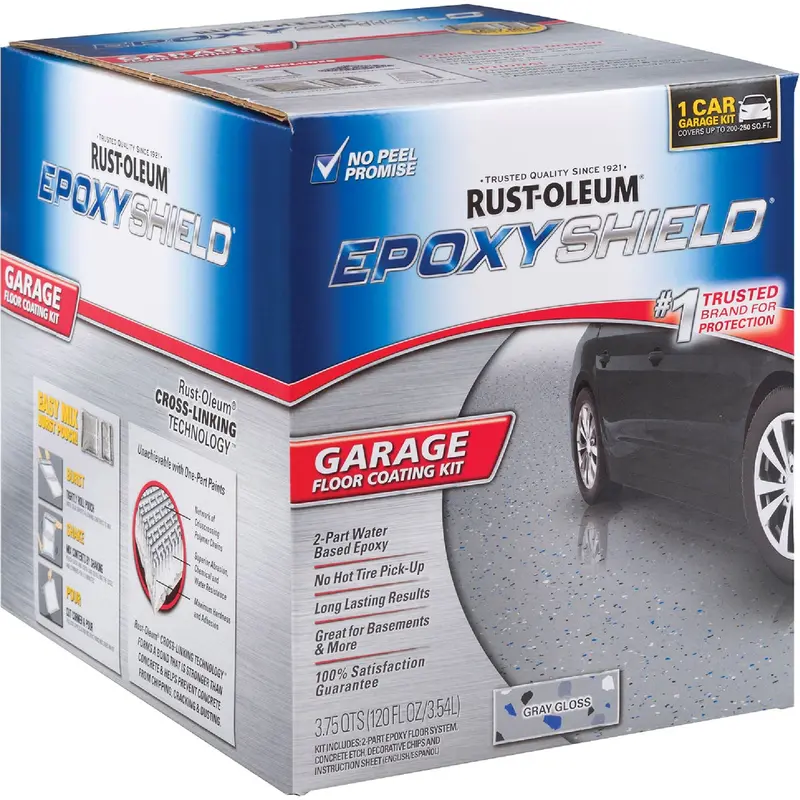 Rust-Oleum Epoxyshield Garage Floor Coating Kit – Gloss Gray Finish, 120 Oz. 1