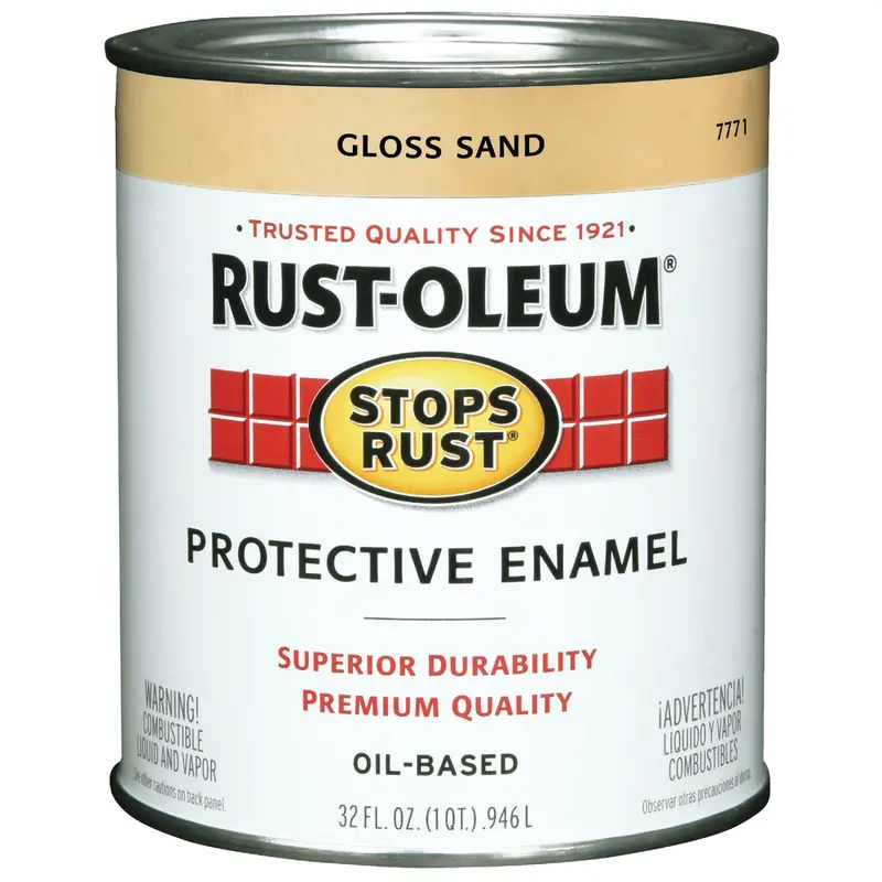 Rust-Oleum Stops Rust Oil-Based Gloss Enamel Spray Paint – Sand Color, 1-Quart Can 1
