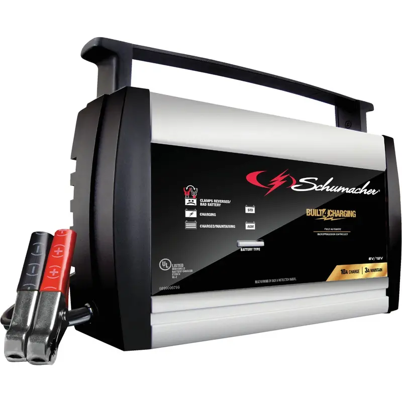 Schumacher Automatic Dual-Voltage Battery Charger: 6V/12V, 10-Amp Smart Charging For Automotive & Marine Use 1