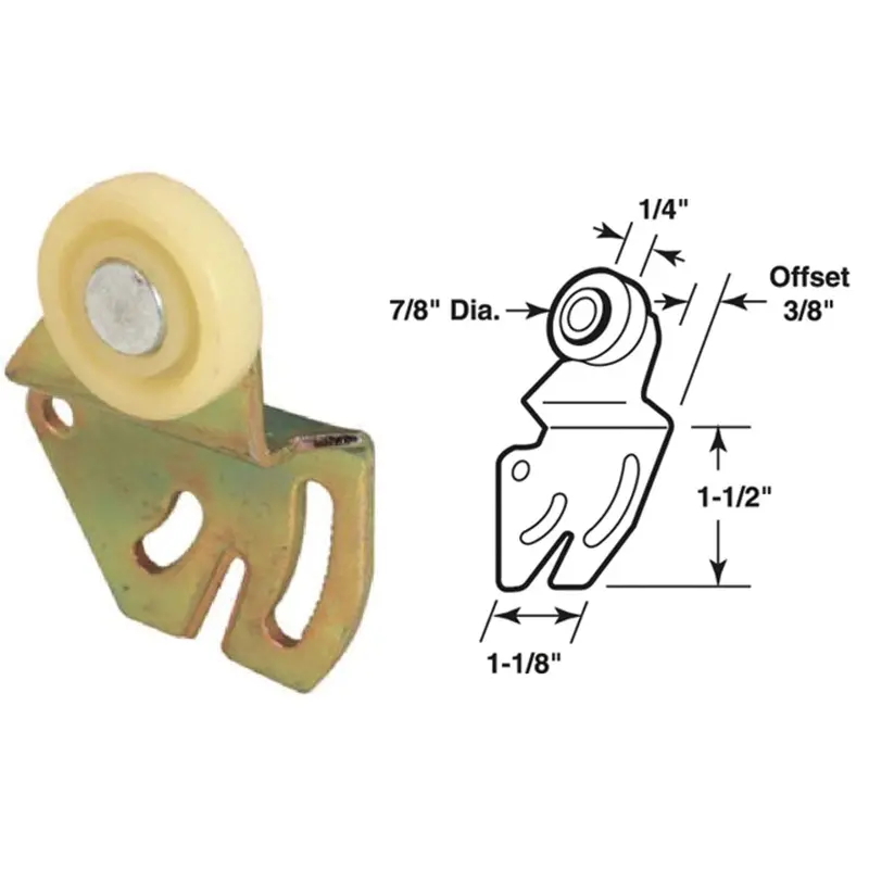 Slide-Co Adjustable 3/8" Offset Bypass Door Roller – Flat Edge Single Wheel 1