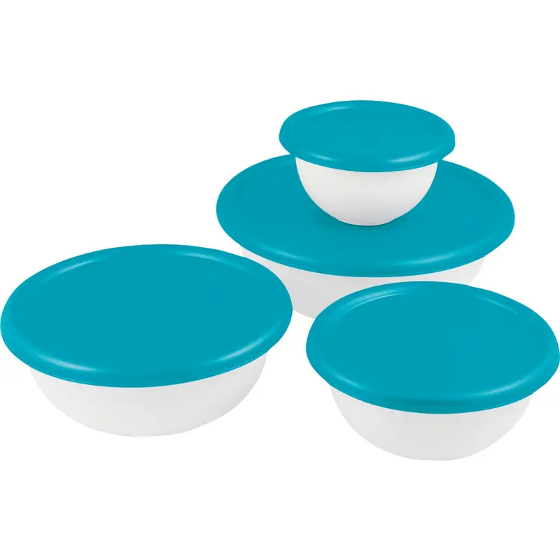 Sterilite Stackable Covered Plastic Bowl Set – 8-Piece 1