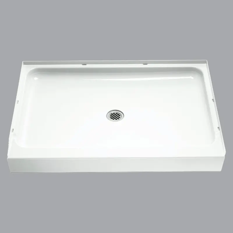Sterling Ensemble Center-Drain Shower Base – 48-Inch W X 34-Inch D, White Finish 1