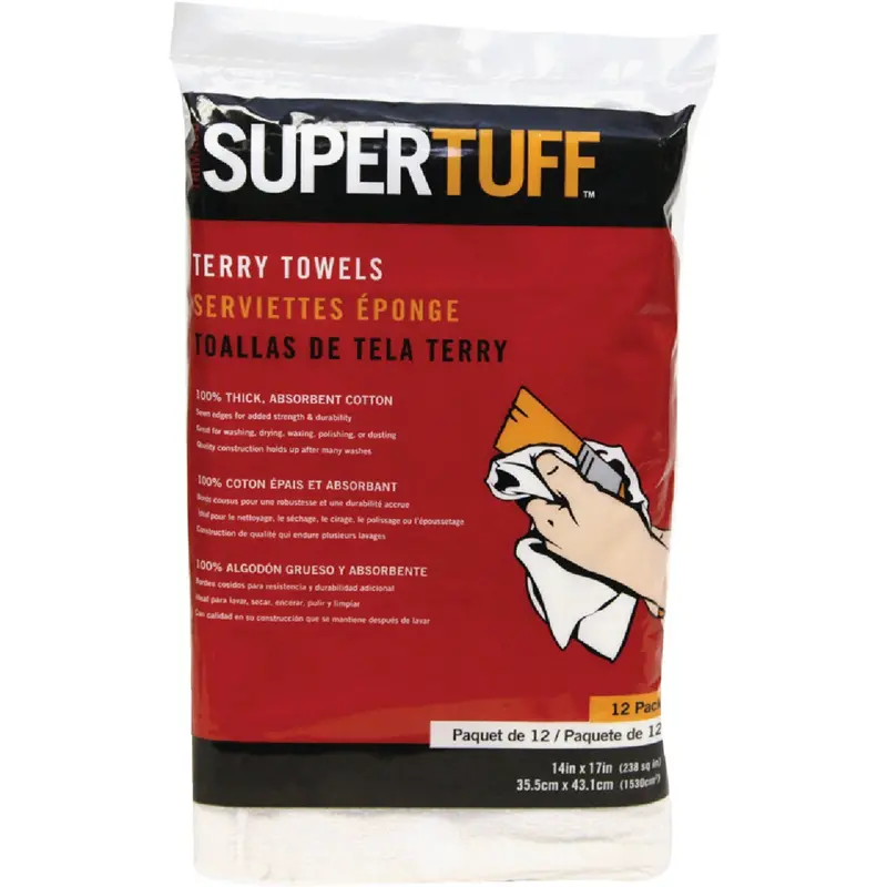Trimaco Supertuff White Terry Cloth Cleaning Towels (14" X 17", 12-Pack) 1