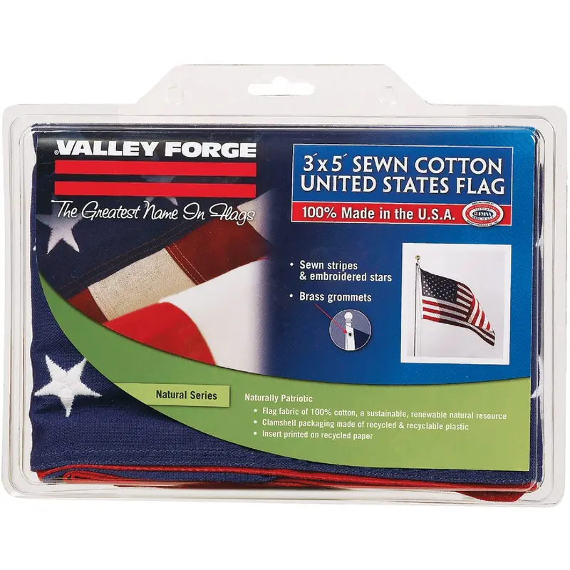 Valley Forge American Flag – 3' X 5', Cotton Fabric, Natural Series 1