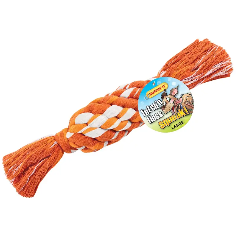 Westminster Pet Ruffin’ It Fetch ’N Floss Squeaky Dog Toy – Large Size 1