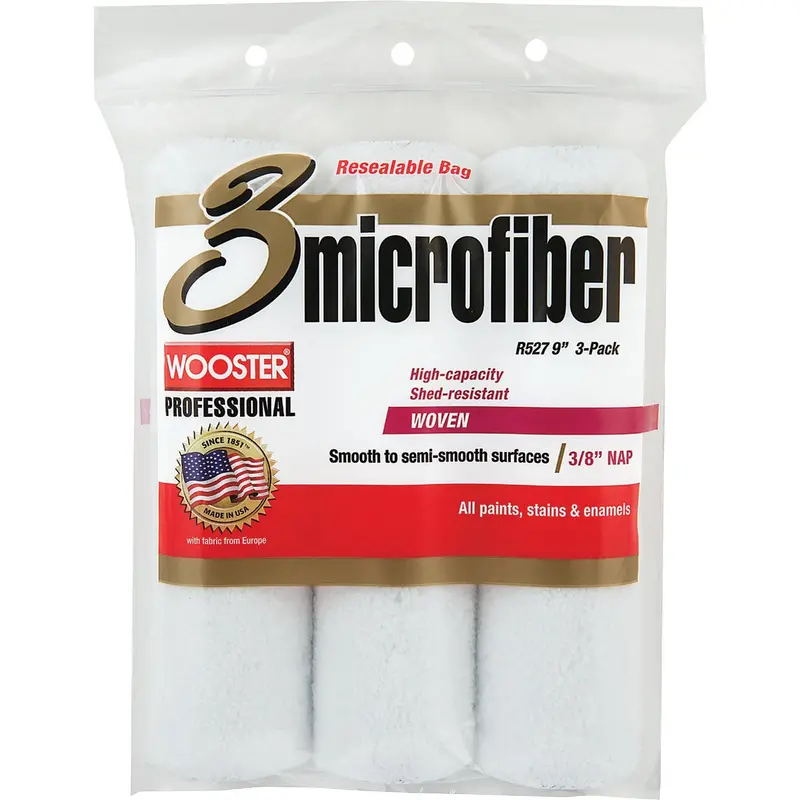 Wooster 9-Inch Microfiber Roller Cover (3-Pack, 3/8" Nap) 1