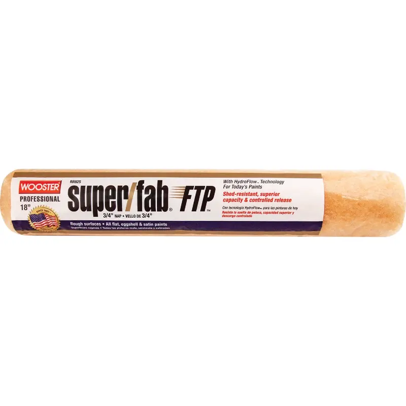 Wooster Super/Fab Ftp Knit Roller Cover – 18" Length × 3/4" Nap, Premium Fabric For Smooth Paint Application 1